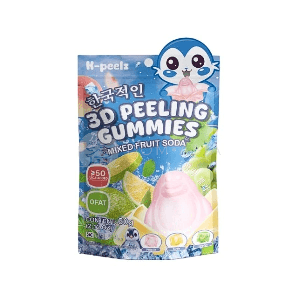 Kẹo dẻo bóc vỏ vị soda và hoa quả mix K-PEELZ 60g