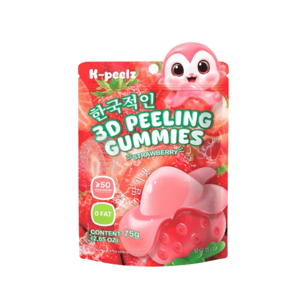 Kẹo dẻo bóc vỏ vị dâu 3D K-PEELZ 75g